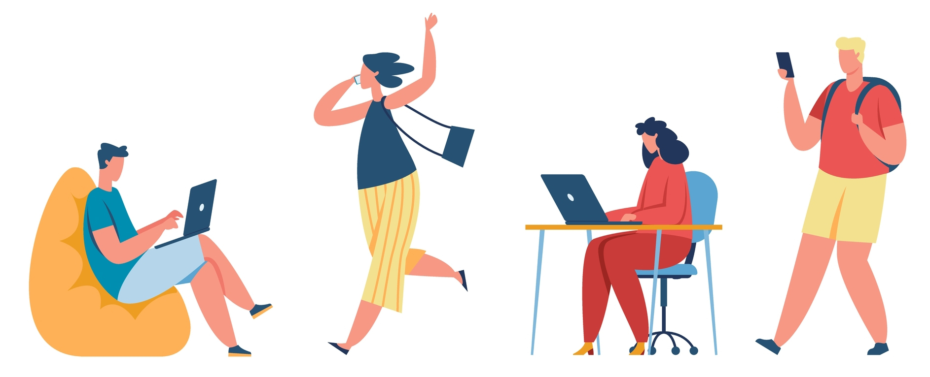 People,Using,Gadgets,,Characters,Holding,Smartphones,Or,Tablets.,Students,Studying Créer un jeu de société sérieux avec nous, c'est facile !